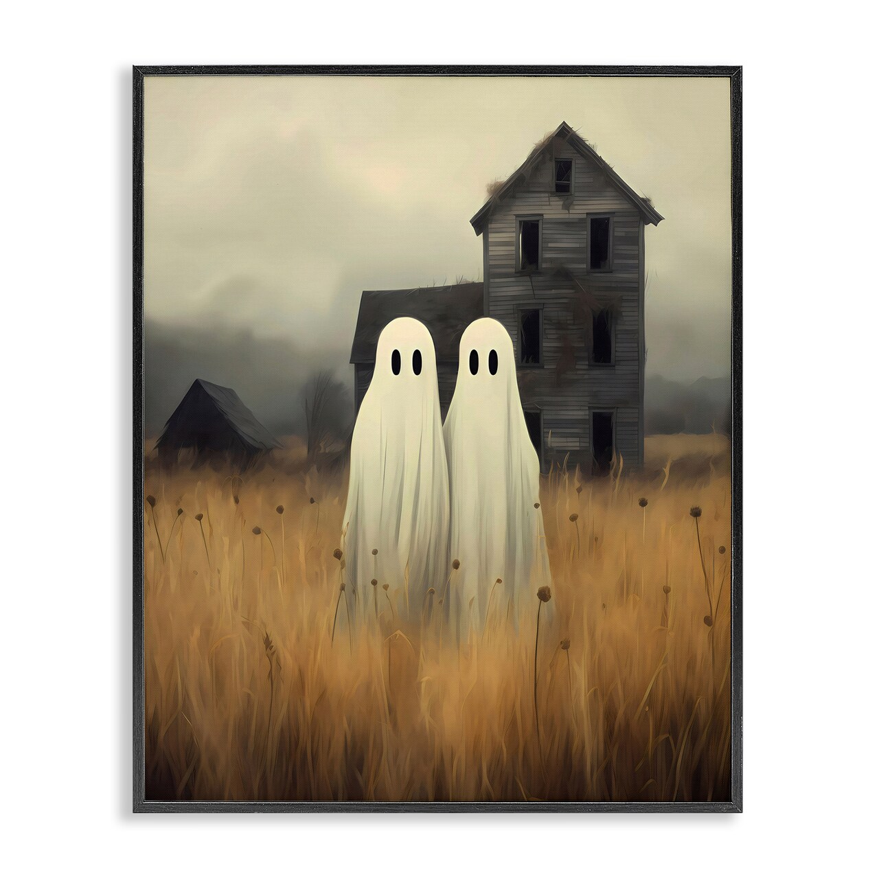 Stupell Industries Spooky Farmhouse Ghost Duo Framed Giclee, design by LSR Design Studio
